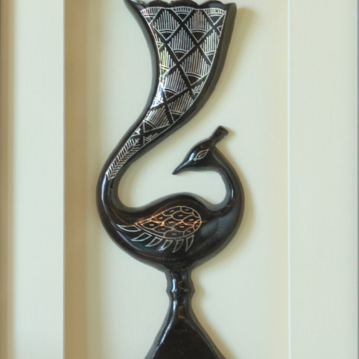Single Peacock Bidri Art Wall Hanging – view 3