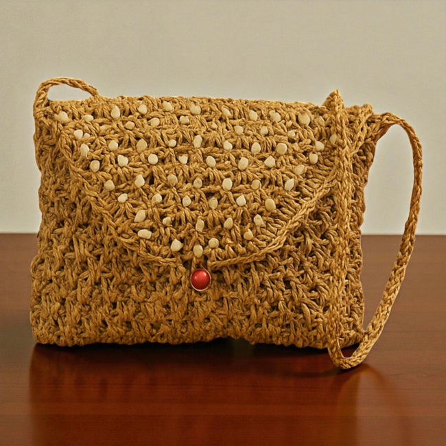 Banana Fibre Sling Bag with Flap – Handwoven Natural Crossbody Bag