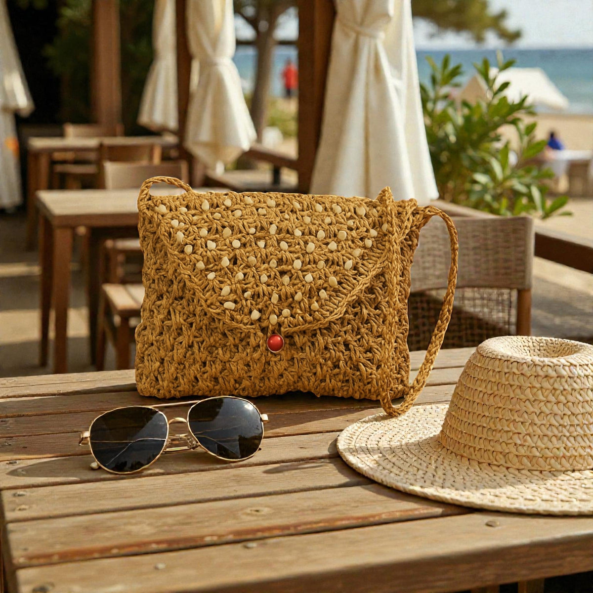 Banana Fibre Sling Bag with Flap – Handwoven Natural Crossbody Bag