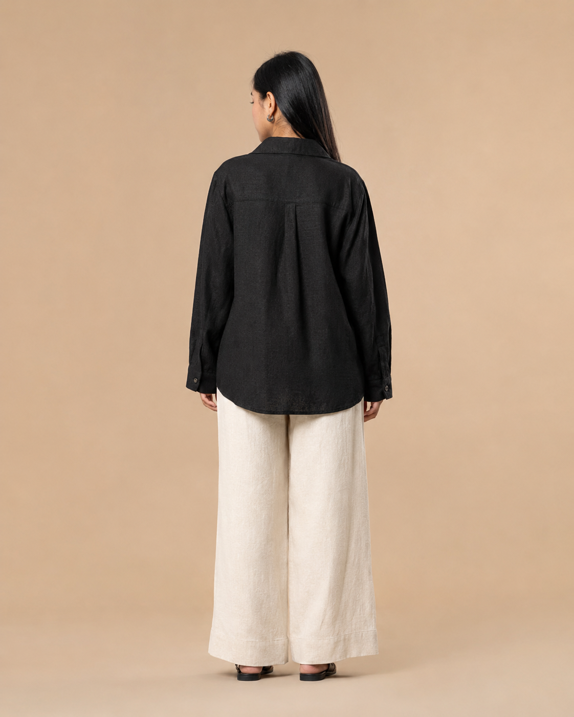 Womens Hemp Black Shirt Palazzo Set