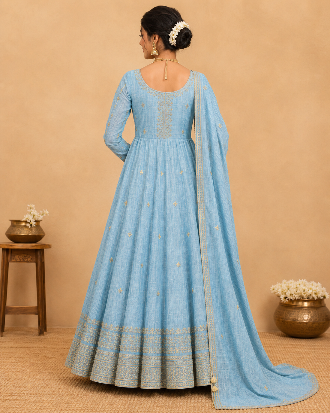 Womens Traditional Anarkali Dress Blue