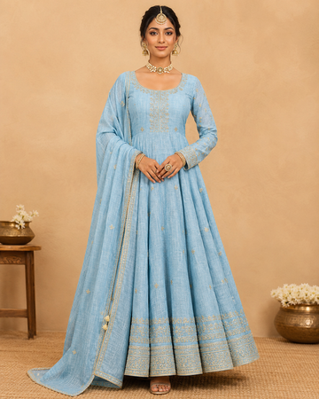 Womens Traditional Anarkali Dress Blue