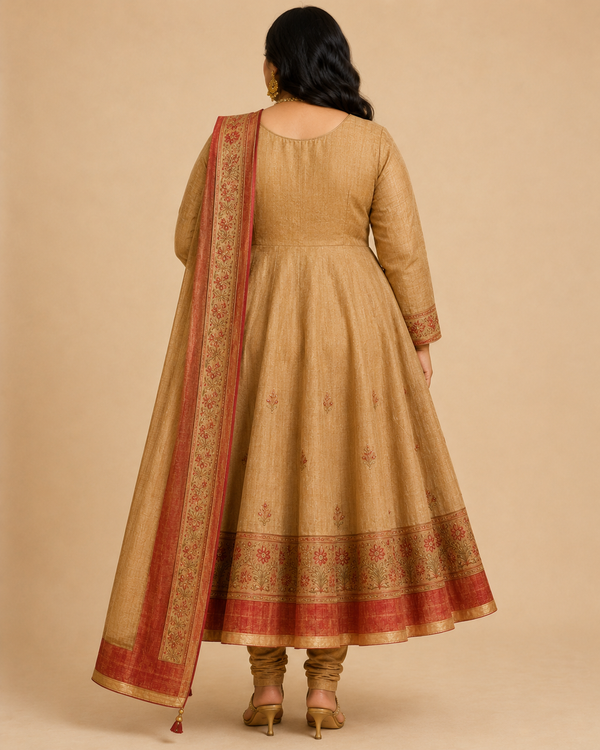 Womens Traditional Anarkali Dress Gold