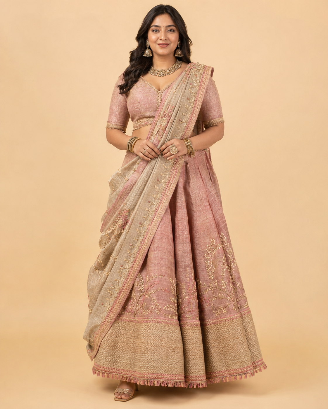 Womens Traditional Lehenga Dusty Pink