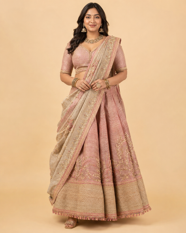 Womens Traditional Lehenga Dusty Pink