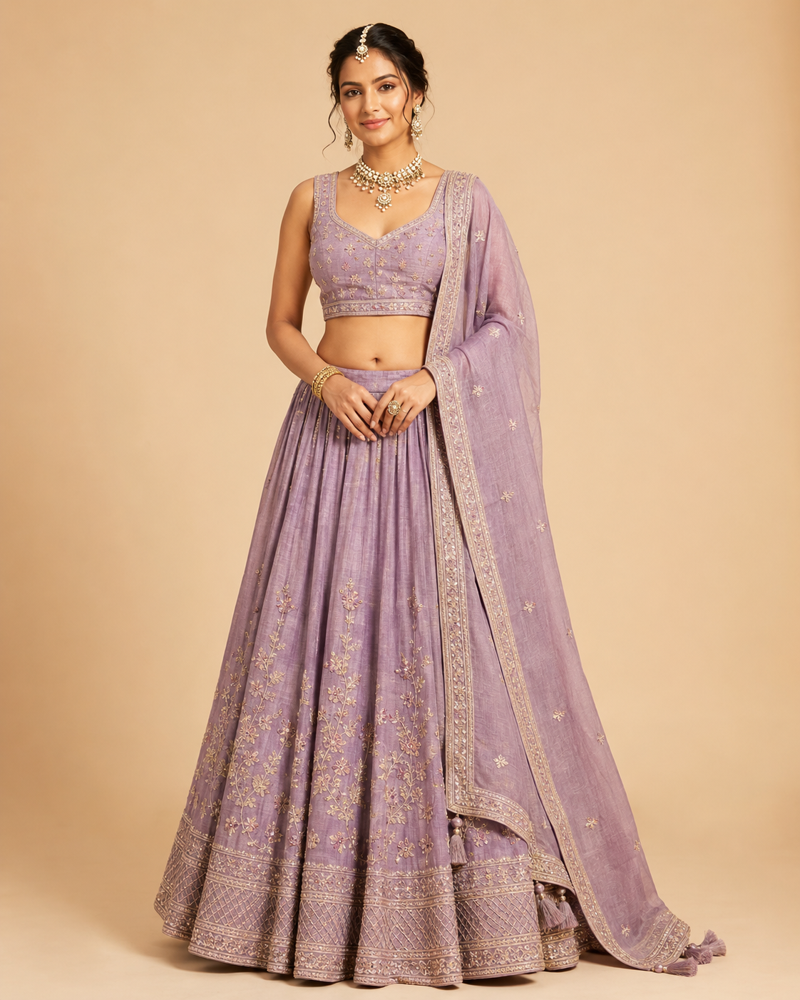 Womens Traditional Lavender Lehenga