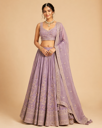 Womens Traditional Lavender Lehenga