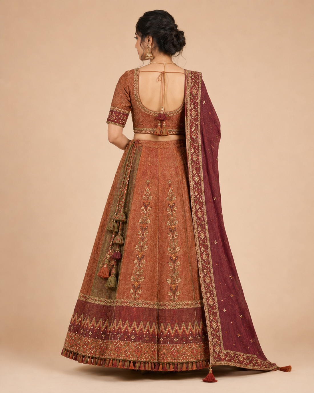 Women Traditional Lehenga Rust Maroon
