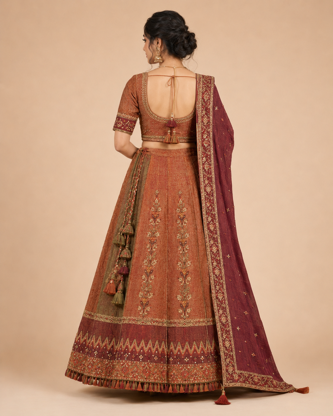 Women Traditional Lehenga Rust Maroon
