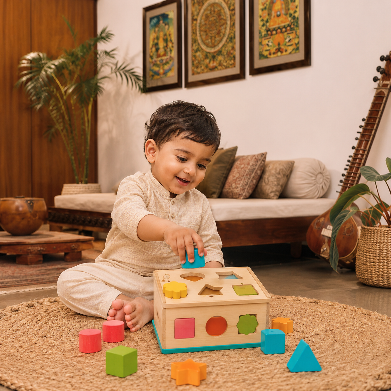 Wooden Shape Sorter Box Toy
