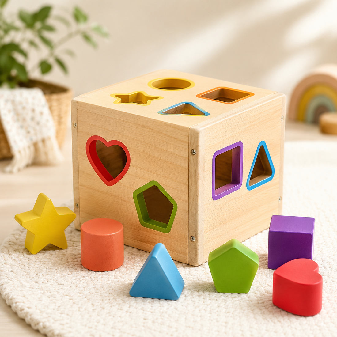 Wooden Shape Sorter Box Toy
