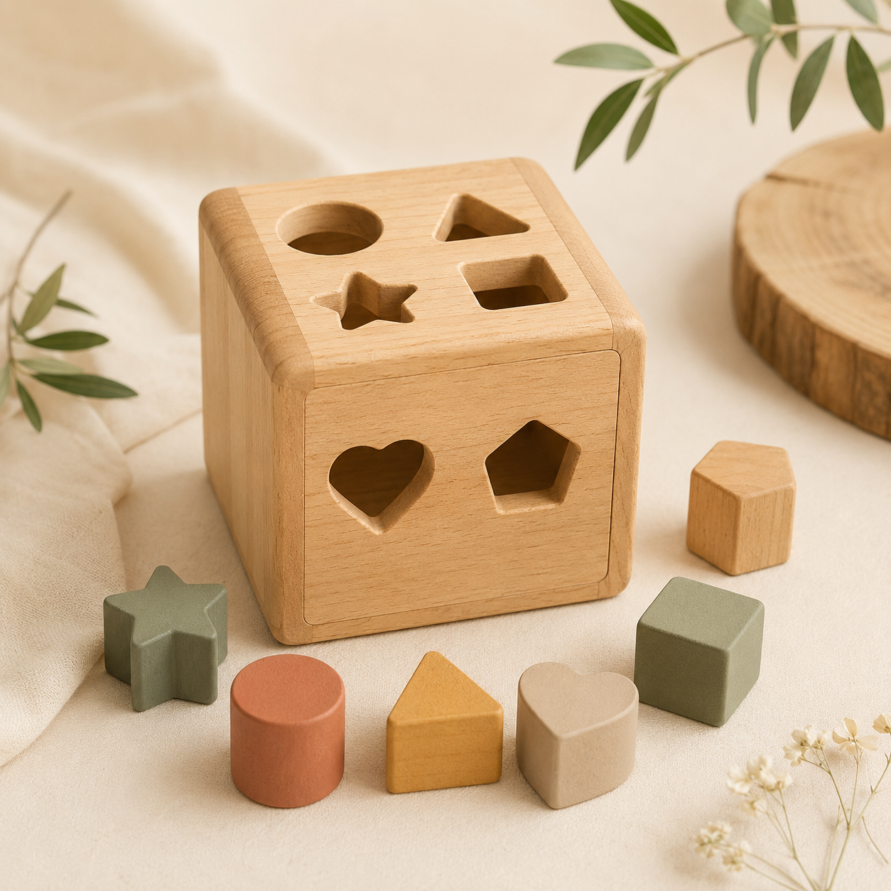Wooden Shape Sorter Box Toy